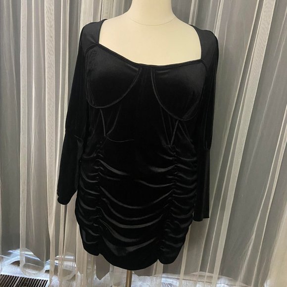 Eloquii Plus Size Black Bustier Sweetheart Neckline Velvet MiniDress size 26 NWT - Picture 5 of 5